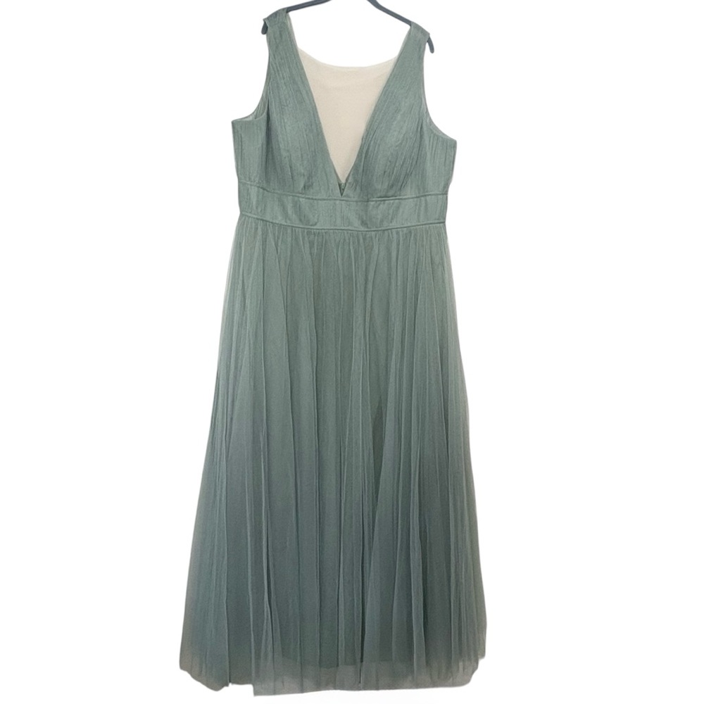 BHLDN Anthropologie Jenny Yoo Sarita gown Green tulle maxi dress plus size 26 - Picture 3 of 9